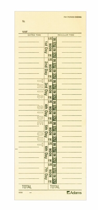 Adams Time Cards Weekly 1Sided Numbered Days 338 x 9 Manila Green Print 200Count 9656200