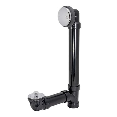 EZFLO 112 Inch Schedule 40 ABS Lift and Lock TwoHole Bath Waste Drain Plastic Tubular with Chrome Plated Trim 35298