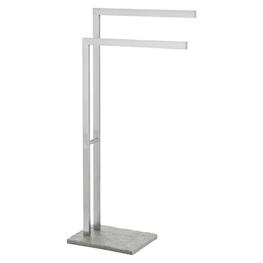 GraniteFree Standing Stainless Steel Hand Towel Stand Bathroom Hand Towel Organizer Stand with Ganite Rounded Pedestal