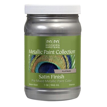 qt Modern Masters ME591 Platinum Metallic Paint Collection Satin WaterBased Decorative Metallic Paint