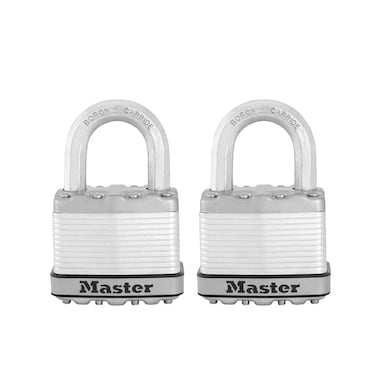 Master Lock M5XT Magnum Heavy Duty Outdoor Padlock with Key 2 Pack KeyedAlike Silver