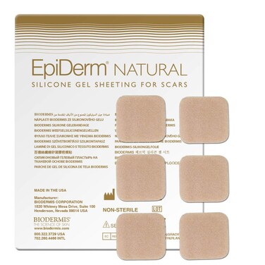 Epiderm EpiTabs Scar Patches for Surgical Scars Silicone Patches for Scars Ideal for Small Hypertrophic  Keloid Scars CSection  Tummy Tuck Silicone Gel Sheets for Scars Natural Squares 6 Pack