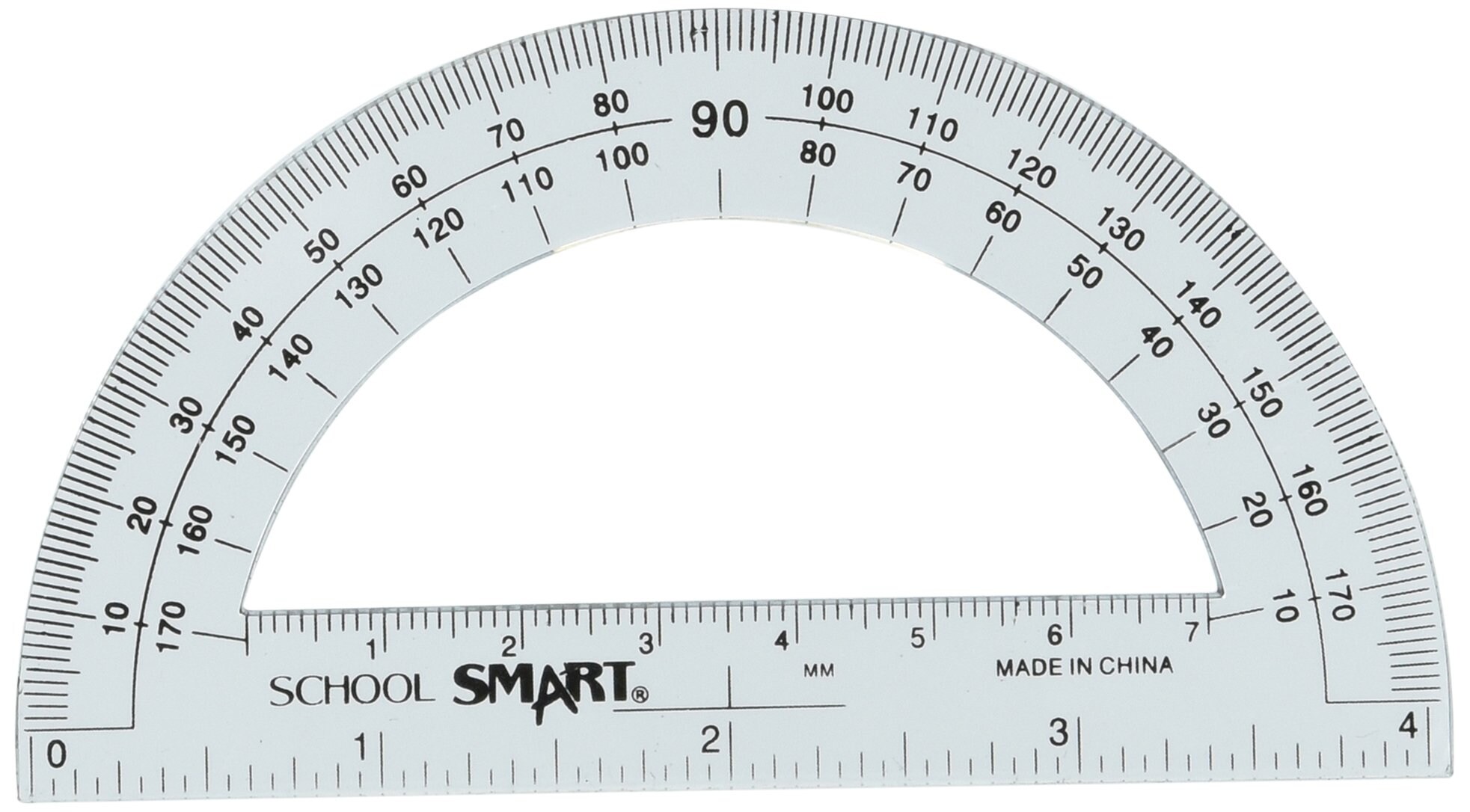 Buy School Smart Plastic 180 Degree Protractor with 4 inch Ruler Clear ...