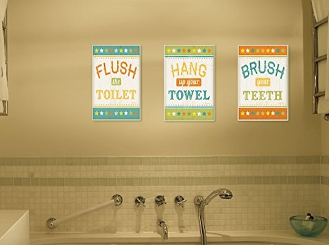 Stupell Home Dcor Hang Up Your Towel Colorful Bathroom Wall Plaque 10 x 05 x 15 Proudly Made in USA