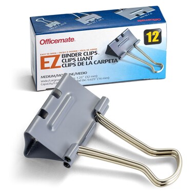 Officemate EZ Binder Clips Medium Size 12Box Gray 99250