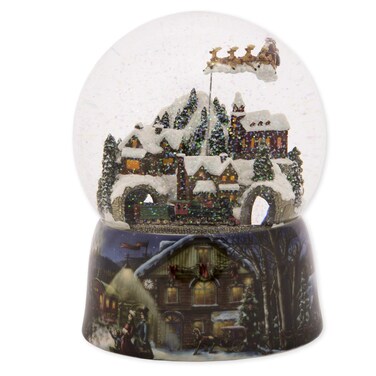 Roman 37753 Glitterdomes Snow Globe 150mm Musical with Santa in Sleigh 8 Inch