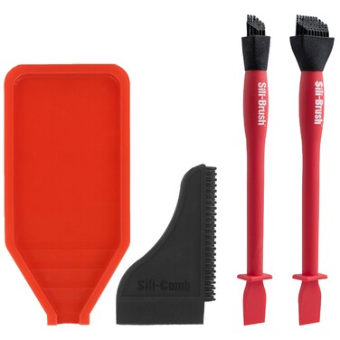 Sili NonStick Silicone Glue Brush Wood Glue Applicator Kit  Silicone Glue Spreader CombSqueegee  Tray Wood Glue Brush Set  Wood Glue Spreader  Reusable Wood Glue Brushes For Crafts Arts  Hobby