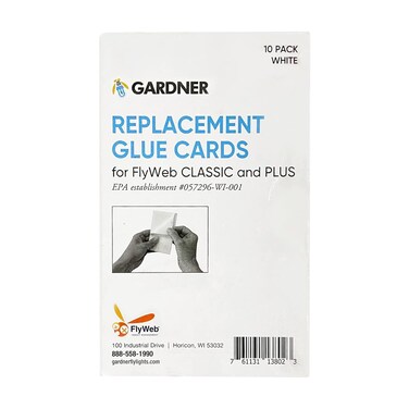 Flyweb Fly Light Glue Boards 1 Pack of 10 Replacement Glue boards for Gardner Flyweb Classic Fly Light and Flyweb Plus  Trap Fruit Flies Mosquitoes bugs and other Flying Insects