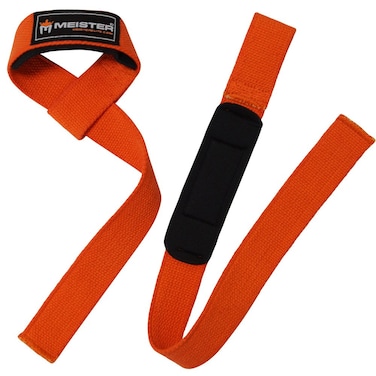 Meister NeoprenePadded NoSlip Weight Lifting Straps for Grip Pair  Orange