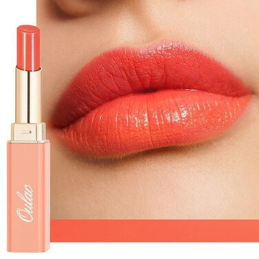 Oulac Moisturizing Shine Orange Red Lipstick for Women  2 in 1 Orange Red Glossy Tinted Lip Balm Hydrating Winter Lipstick for Dry LipsShine Juicy Finish Vegan 22g007oz 12
