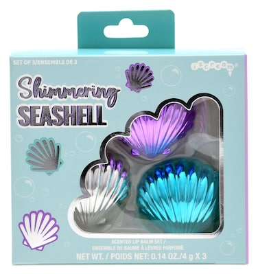 iscream Shimmering Seashell Shaped Vanilla Scented Lip Balm Trio