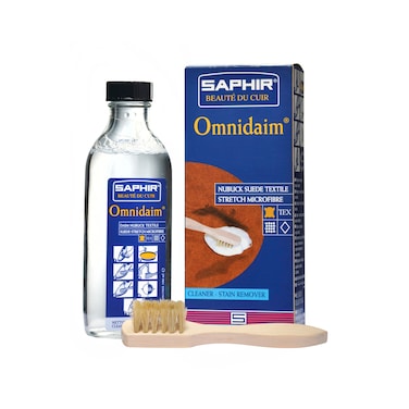 SAPHIR BEAUT DU CUIR Omnidiam Nubuck Suede Cleaner  Shoe Cleaning Kit with Brush  Effective Solution for Suede Nubuck Crepe and Canvas  100ml