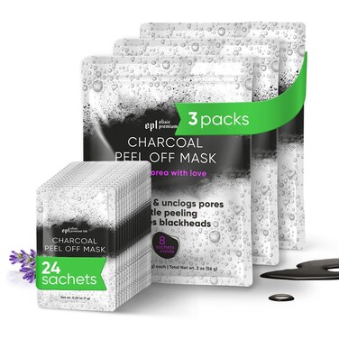 Activated Charcoal Face Masks Skincare 3 pack 24 sachets  Korean Skin Care Products  Charcoal Face Mask Peel Off Skin Care  Gently Cleansing Charcoal Face Mask for Men  Women Face Care