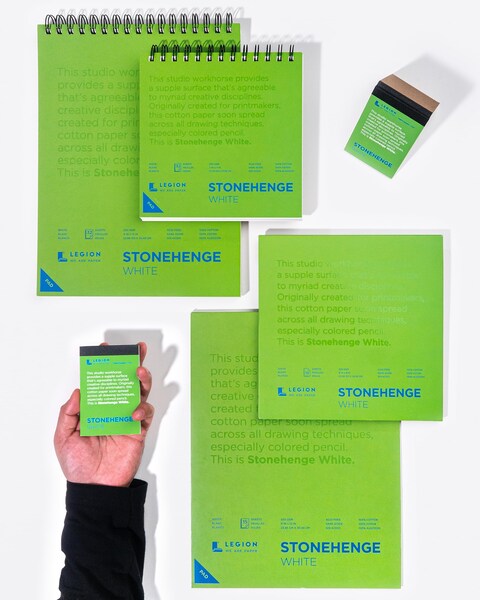 Stonehenge 100 Cotton Medium Weight Pad White 11 x 14 inches 250gsm 15 Sheets for Dry Media