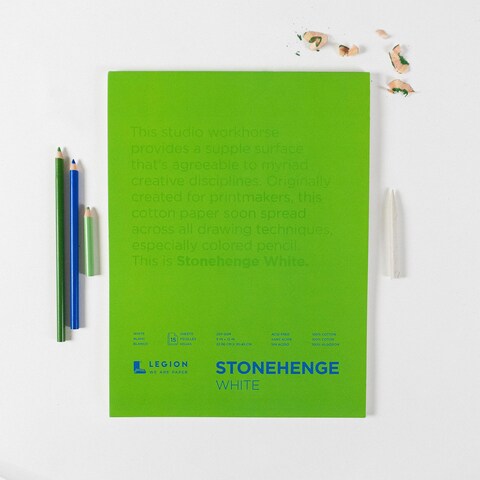 Stonehenge 100 Cotton Medium Weight Pad White 11 x 14 inches 250gsm 15 Sheets for Dry Media