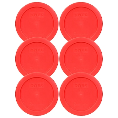 Pyrex 7200PC 2Cup Red Replacement Food Storage Lids  6 Pack  Original Genuine Pyrex Lids  Made in the USA