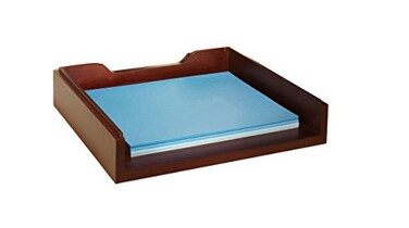 Bindertek Stacking Wood Desk Organizers Letter Tray Mahogany WLTMA