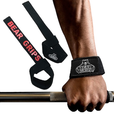 Bear Grips Lifting Straps Gym Wrist Straps for Weightlifting Gym Straps Weightlifting Straps Deadlift Straps Weight Lifting Straps for Men Weight Straps Lifting Women 2 Lifting Strap Black