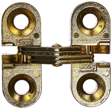 SOSS  100CUS4 Mortise Mount Invisible Hinges with 4 Holes Zinc Satin Brass Finish 1 Leaf Height 38 Leaf Width 1532 Leaf Thickness 5 x 34 Screw Size 1 Pair