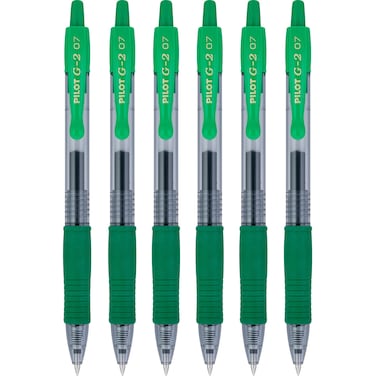 Pilot G2 Premium Retractable GelInk Pens Fine Point 07mm Green 6Count