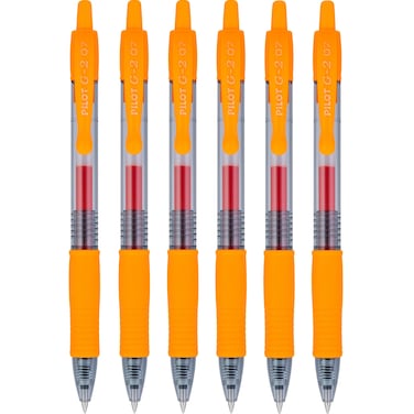 PILOT G2 Premium Refillable  Retractable Rolling Ball Gel Pens 07mm Fine Point Orange 6Pack