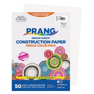 Prang Formerly SunWorks Construction Paper White 9 x 12 50 Sheets