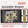 SOSS  101CUS4 Mortise Mount Invisible Hinges with 4 Holes Zinc Satin Brass Finish 11116 Leaf Height 38 Leaf Width 2964 Leaf Thickness 5 x 34 Screw Size 1 Pair