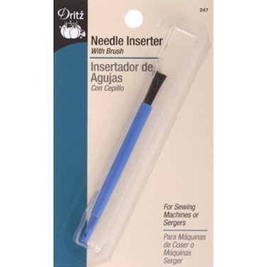 Dritz Lint Brush for Sewing Machines  Sergers 1 Count Needle Inserter Blue