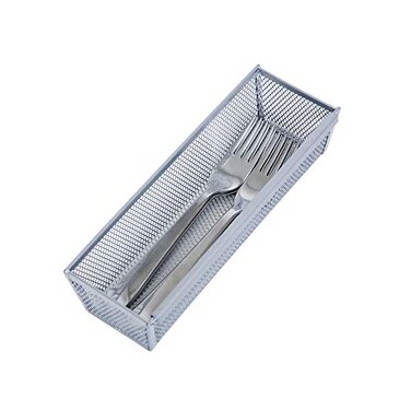 Smart Design Drawer Organizer  9 x 3 Inch  Steel Metal Mesh Tray  w Interlocking Arm Connection  Utensils Silverware Organization  Kitchen Silver
