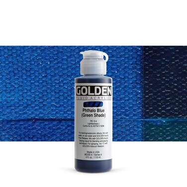 Golden Fluid Acrylics  Phthalo Blue Green Shade  4 oz Bottle
