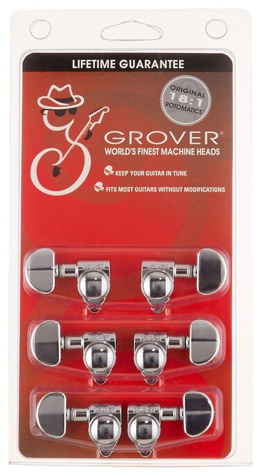 Grover SPERZEL LOCKING 3 ON A SIDE KIGH POLISHED NICKLE PLATED WITH MOUNTING PARTS Machine Heads 10218C