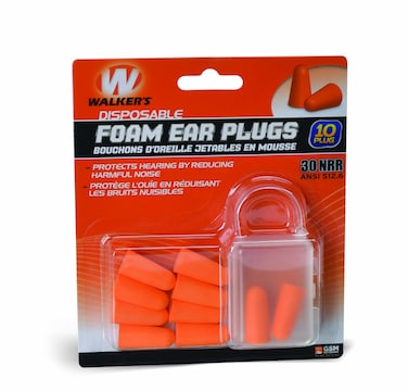 Walkers 32dB NRR NoiseCanceling ANSI S319 Passive Hearing Protection Range Shooting Hunting Work Soft Comfortable Adaptable Foam Earplugs  5 Pairs Orange