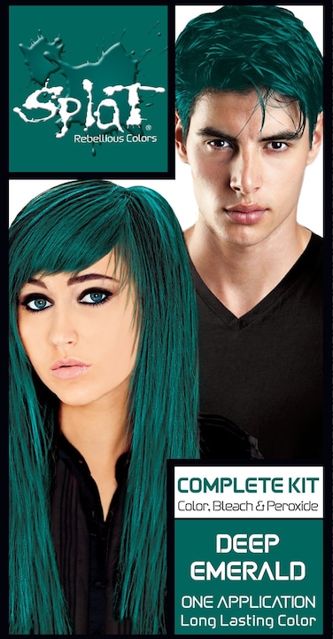 Splat Deep Emerald Semi Permanent Hair Dye Kit with Bleach 1 Application Includes Green Hair Dye Oxide  Bleach Powder Vegan  Cruelty Free Hair Color
