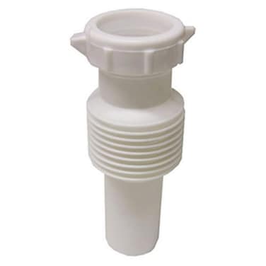LASCO 034315 White Plastic Tubular 114Inch Flexible Extendable Slip Joint Extension with Nut and Washer