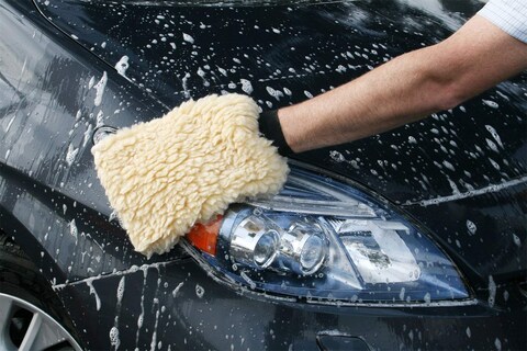 Carrand 40306 Wool Wash Mitt  Yellow