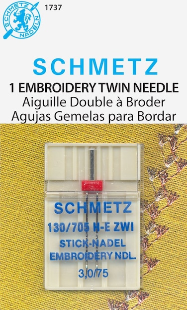 SCHMETZ Embroidery Twin 130705 HE ZWI Household Sewing Machine Needles  Carded  Size 3075