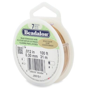 Beadalon 7 Strand Bead Stringing Wire 0012 in  030 mm Gold Color 100 ft  31 m