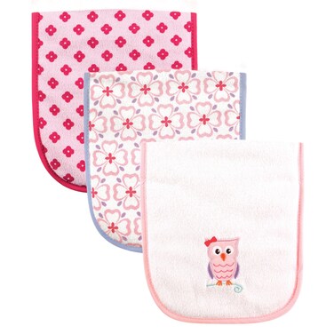 Luvable Friends Unisex Baby Cotton Burp Cloths with Fiber Filling Owl One Size
