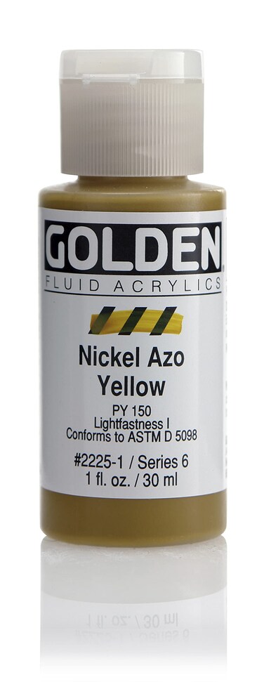 Fluid Acrylics by GOLDEN Nickel Azo Yellow 1 fl oz Bottle Professional Acrylic Paint Transparent