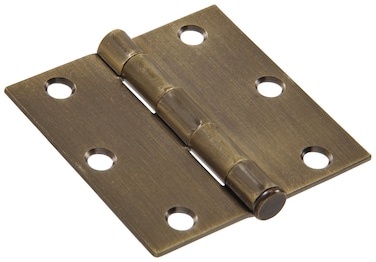 The Hillman Group 852839 Antique Brass Residential Square Corner Door Hinges with Removable Pin 312