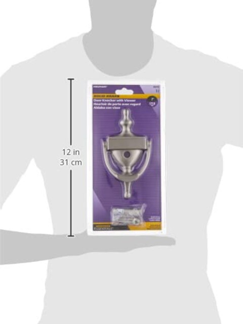 Hillman 852725 Satin Door Knocker 7 Nickel with Viewer