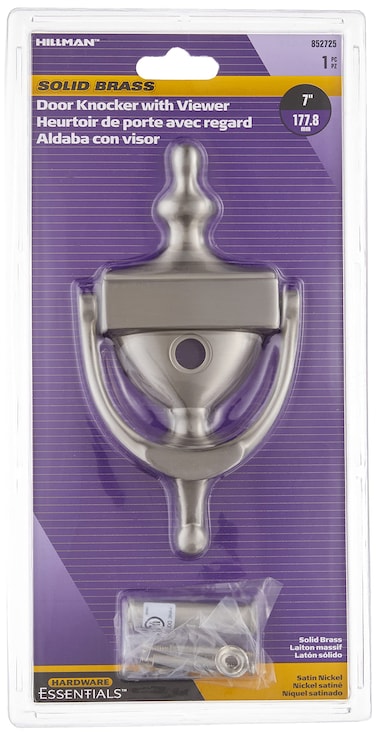 Hillman 852725 Satin Door Knocker 7 Nickel with Viewer