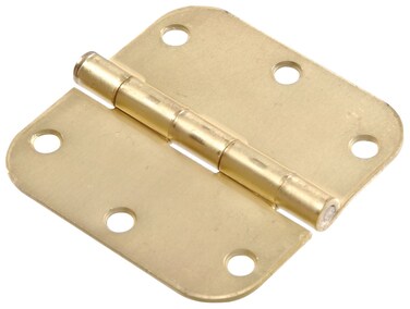 The Hillman Group 852804 3 Residential Door Hinge  58 Round Corner  Removable Pin  Full Mortise  Satin Brass Finish 1Pack