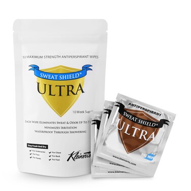 Sweat Shield Ultra Antiperspirant Wipes  Reduce Sweat Up To 7 Days Per Wipe Pack of 10 Clinical Strength Dermatologist Recommended