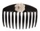 Caravan Hand Decorated French Tooth Tuck Comb with Stones and Bugle Beads In Flower Design Black Large 65 Ounce