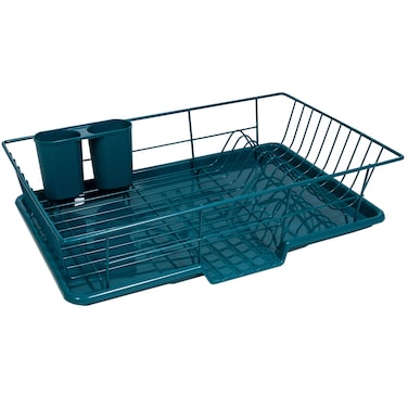 Sweet Home Collection SpaceSaving 3Piece Dish Drainer Rack Set Efficient Kitchen Organizer for Quick Drying and Storage  Includes Cutlery Holder and Drainboard  Maximize Countertop Space Teal