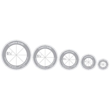 Creative Grids Quilt Ruler Circles 5 Discs with Grips Quilt Ruler  CGRCRCL