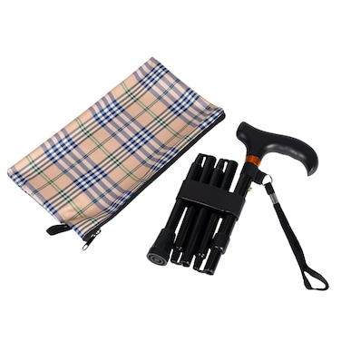 Mini Folding Cane  Travel Cane  Adjustable  Black