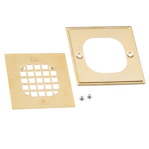 Oatey 42363 Universal 414 in SnapTite Square Shower Strainer with Tile Ring in Brushed Gold