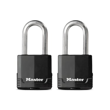 Master Lock M515XTLH Magnum Heavy Duty Padlock with Key 2 Pack KeyedAlike Black
